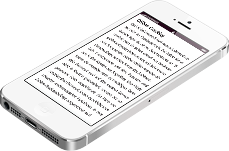Smartphone mit Offline-Cracking Text