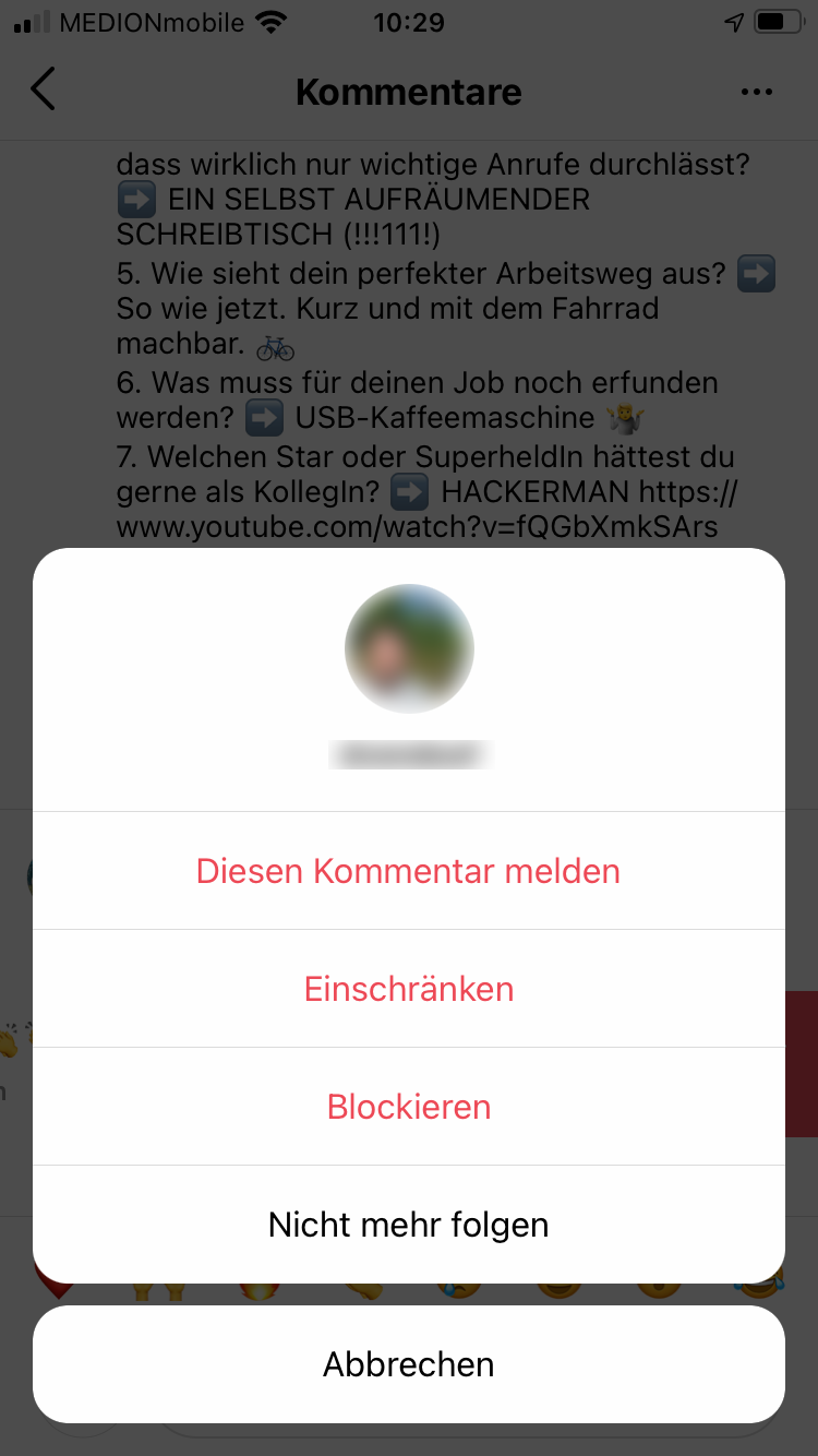 Blockieren kommentare person instagram Help Center