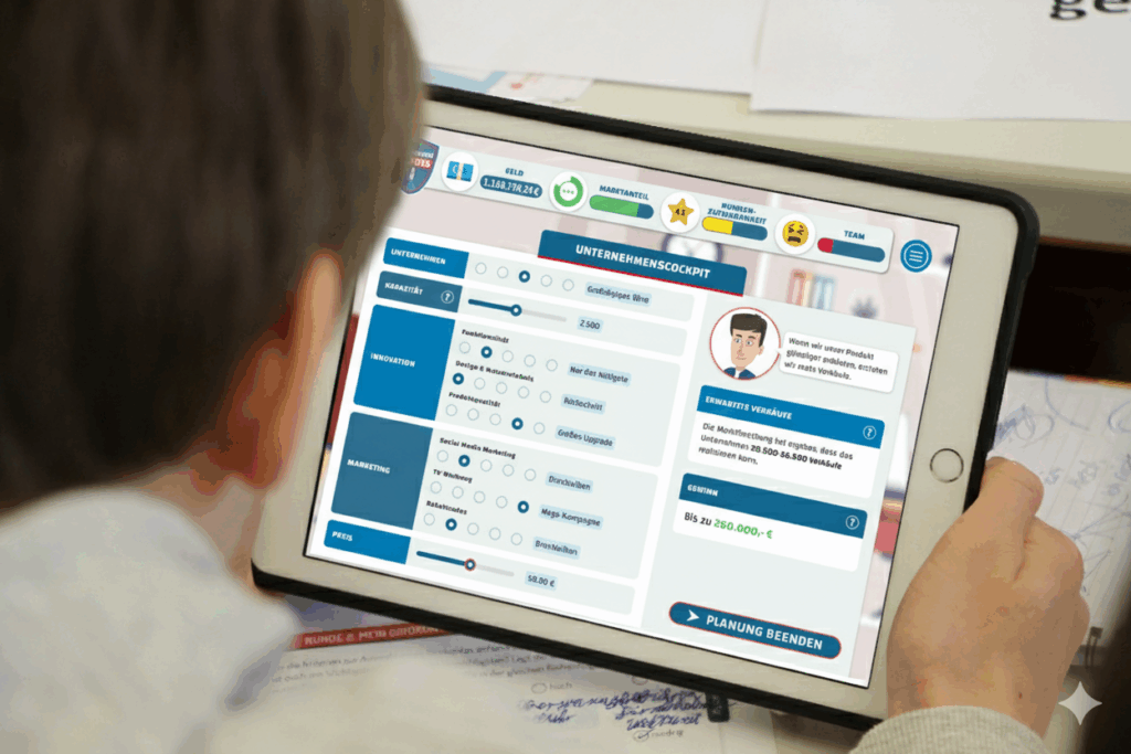 Ein Schüler spielt GründungsHeroes