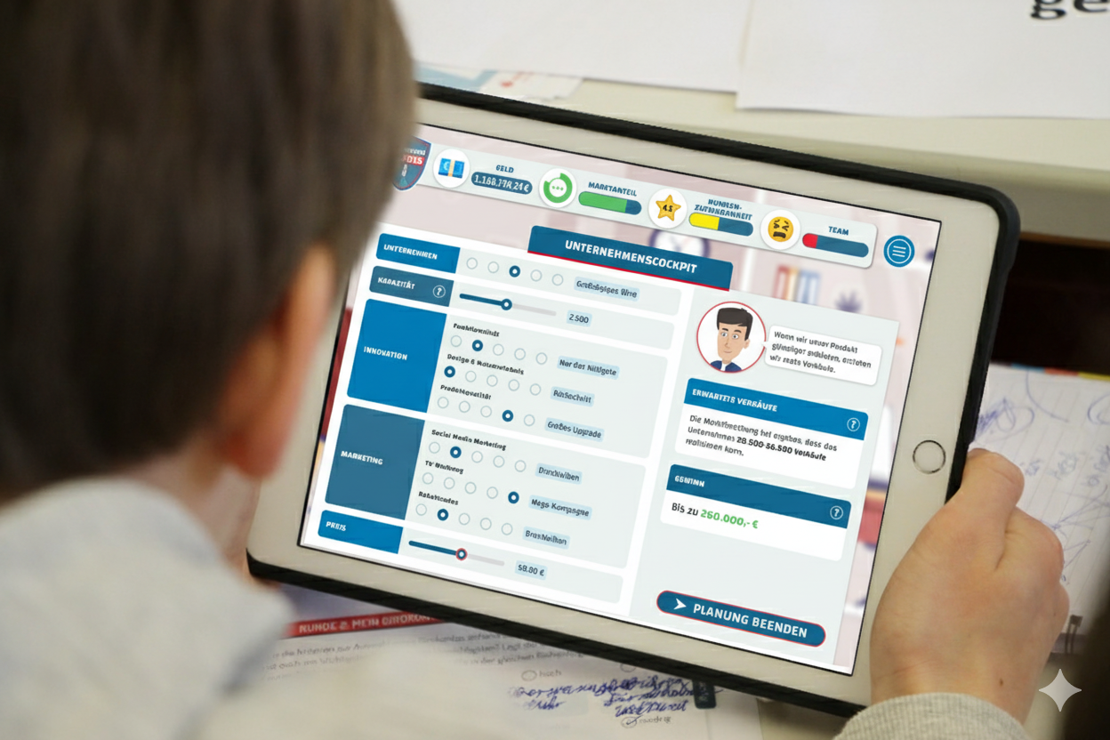 Ein Schüler spielt GründungsHeroes